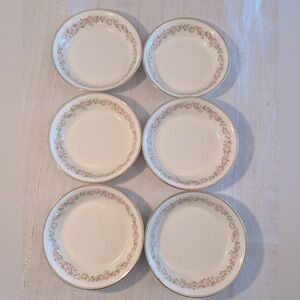 6 Vintage small bowl - Pope & Gosser China pink & green flowers USA